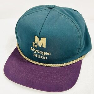 Mycogen Seeds Vintage USA‎ Trucker Rope Hat Cap Adjustable Snapback Green